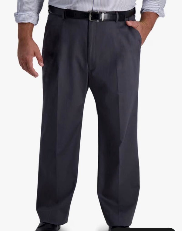 Haggar Men's Classic Fit Iron Free Dark Grey Dress Pants 38W x 32L