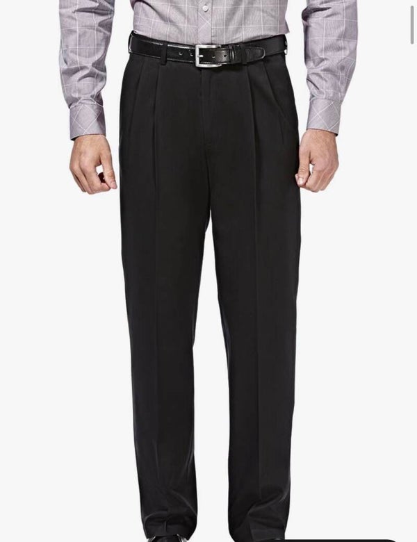 Haggar Men's Pleated Classic Black Dress Pants