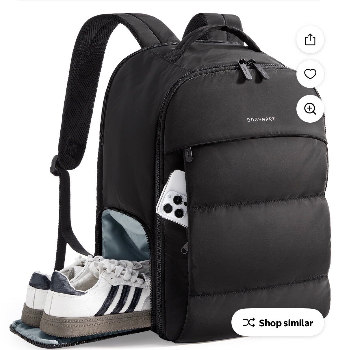 BAGSMART 30L Black Travel Backpack
