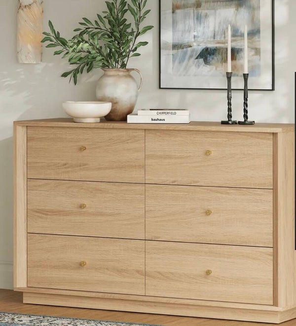 Mid Century 6 Drawer Modern Oak Dresser