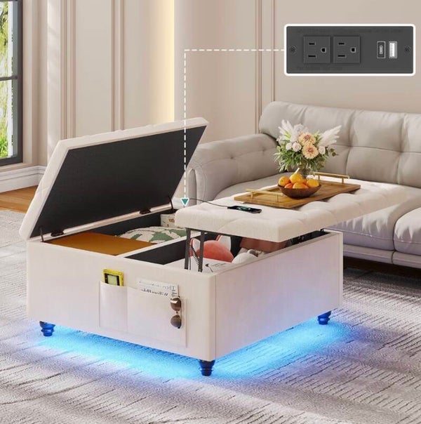 Large Square Ottoman w/ Lift Top Storage