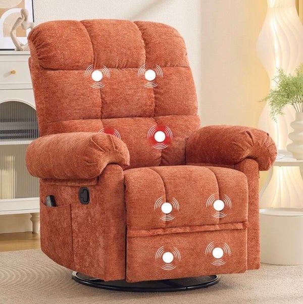 Orange 360 Swivel Massage Recliner Chair