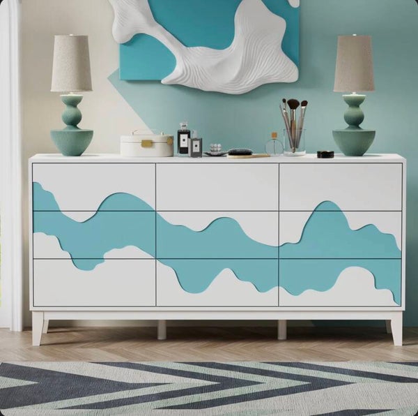 Modern Flowing Wave 9 Drawer Dresser