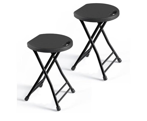 2 Pack 18" Black Folding Stools