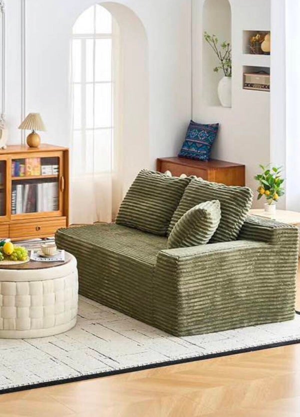 Olive Green Corduroy Boneless Left Chaise