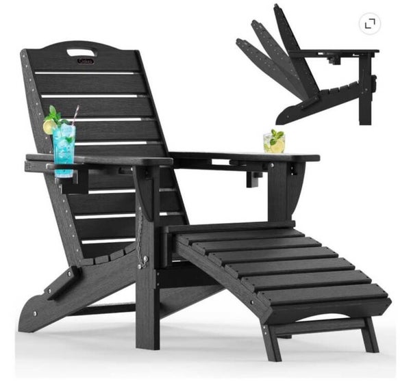 Black Adjustable Folding Adirondack Chair