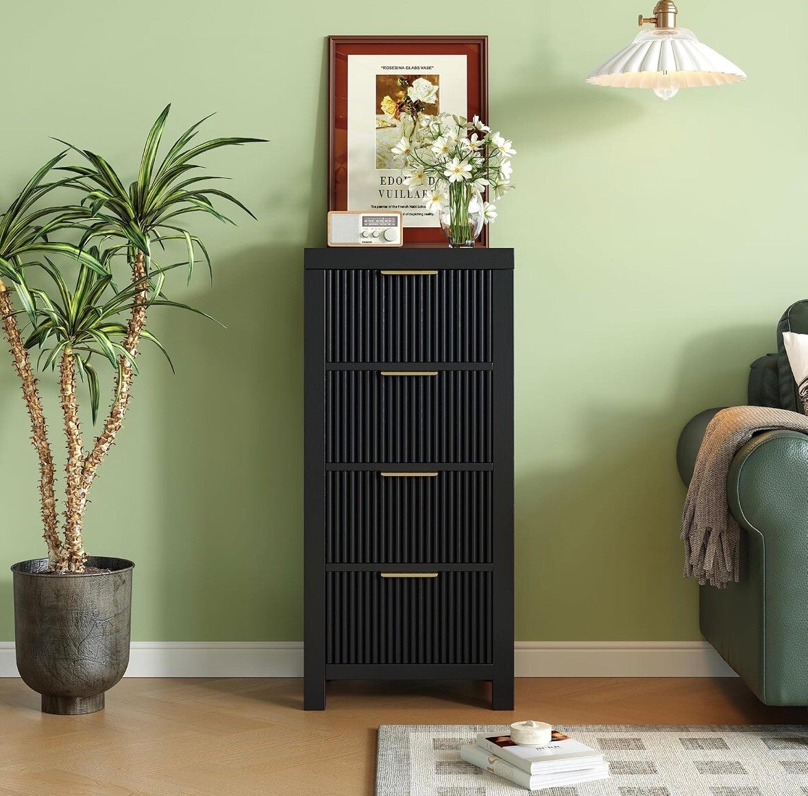 Black Tall 4 Drawer Dresser