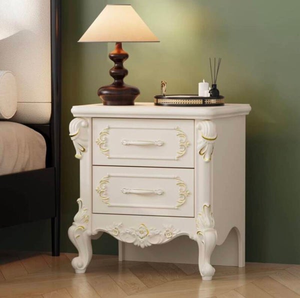 Vintage Nightstand Carved Bedside Table