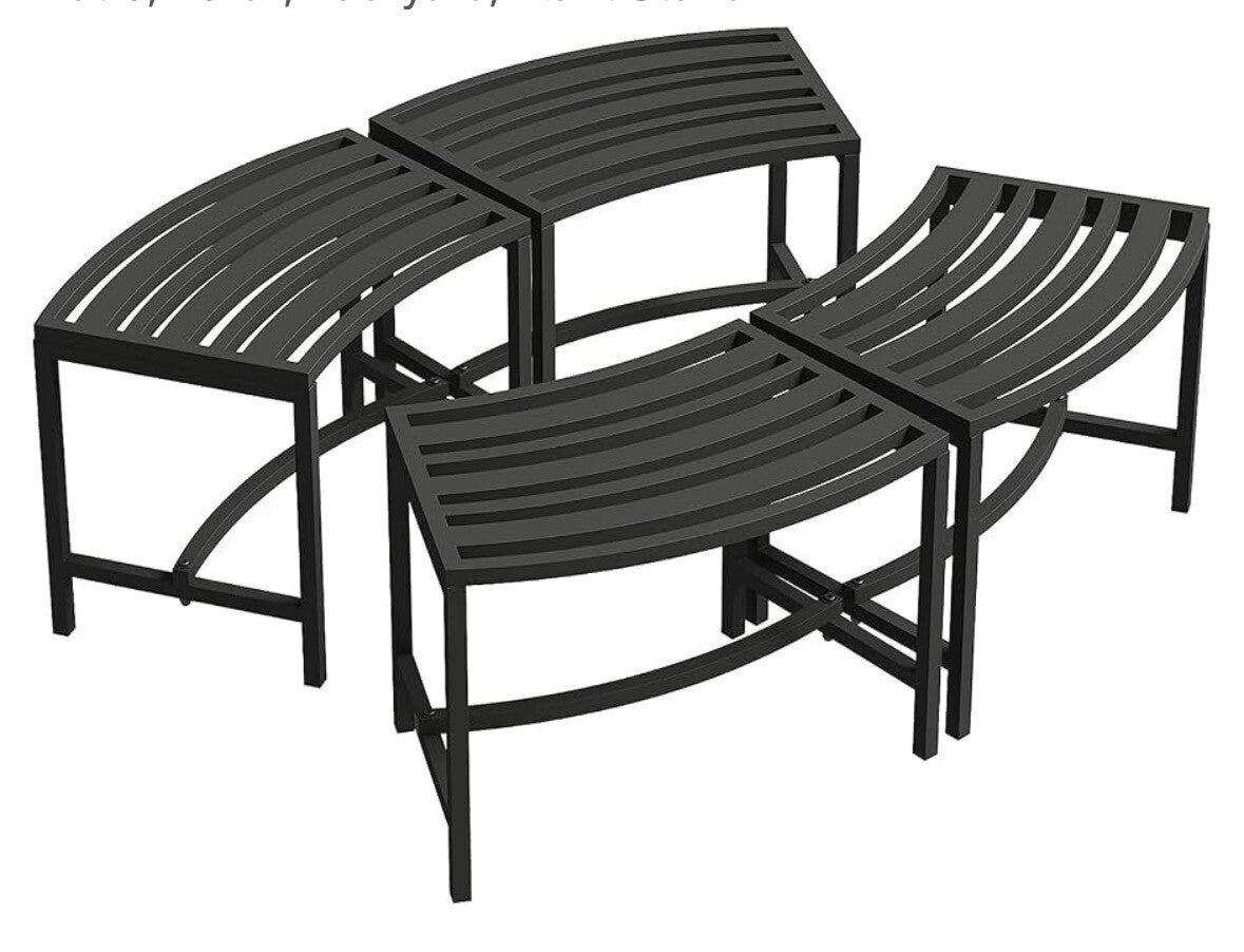 4pc Curved Metal Bench Chairs