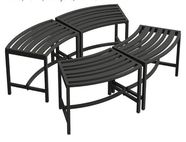 4pc Curved Metal Bench Chairs