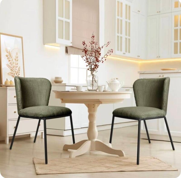 Olive Green Ribbed Dining Chairs