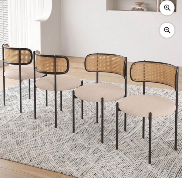 2pc Rattan Light Brown Dining Chairs