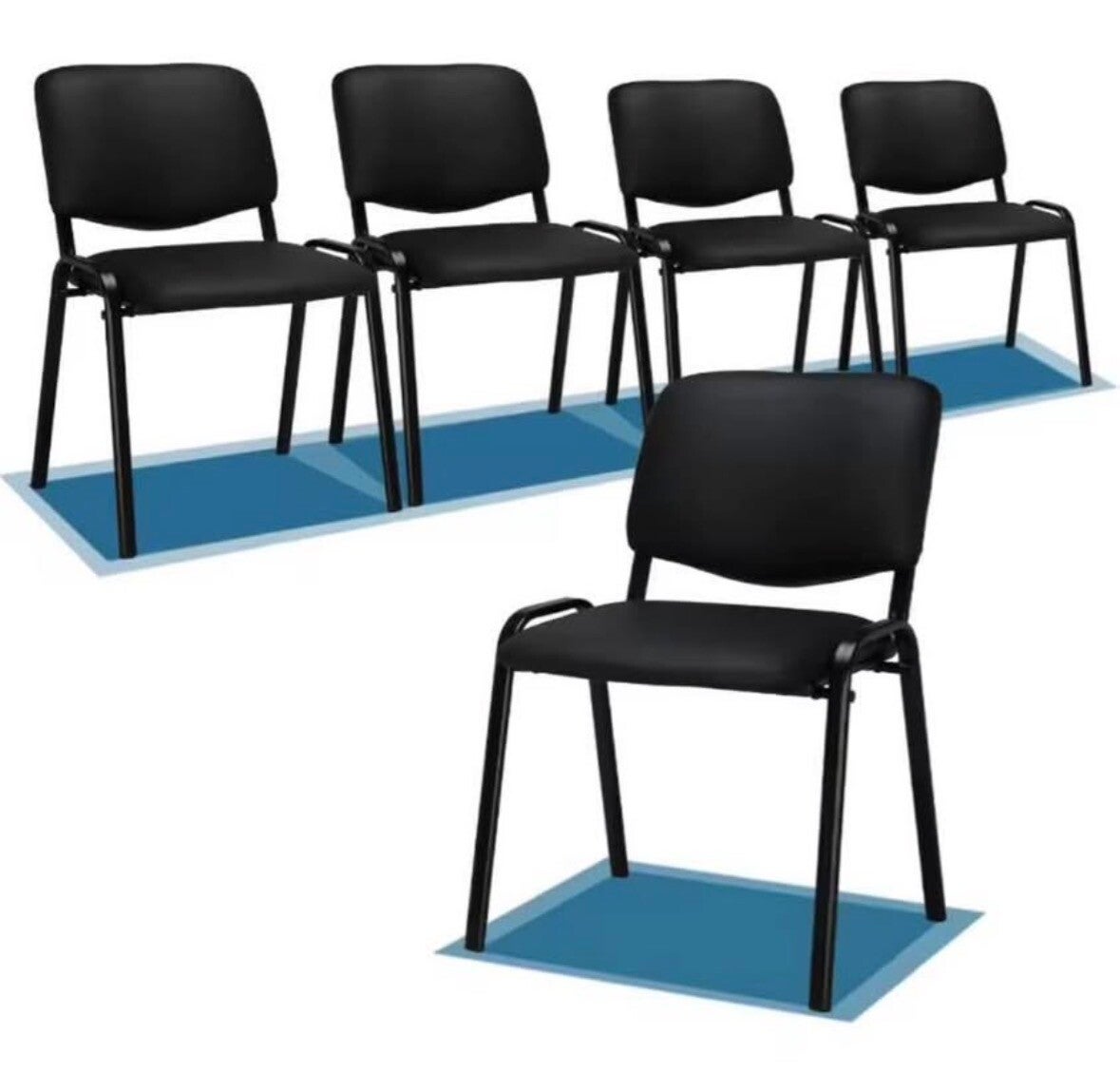 5pc Stackable Black Leather Chairs