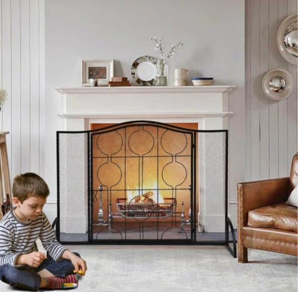 Black Steel Fireplace Screen