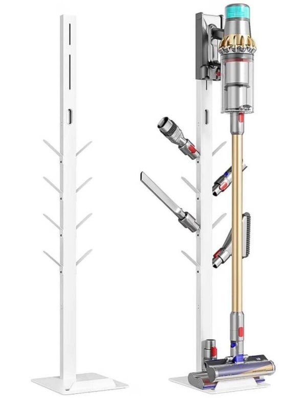 White Vacuum Holder with Attachment Hooks