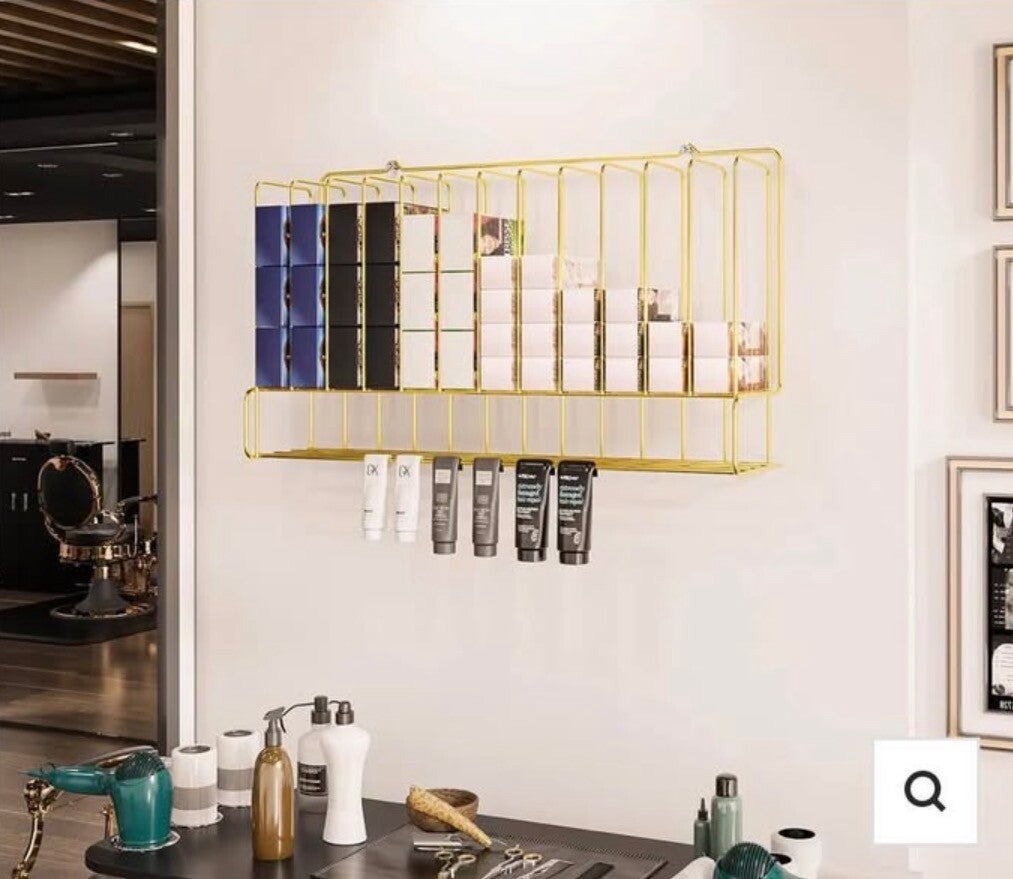 Gold Hair Dye Wall Mounted Rack