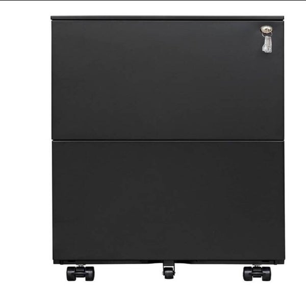 Black 2 Drawer Steel File Cabinet