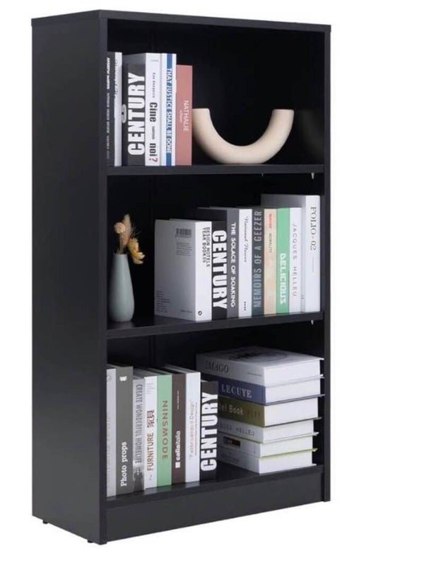 Black 3 Shelf Wooden Bookcase