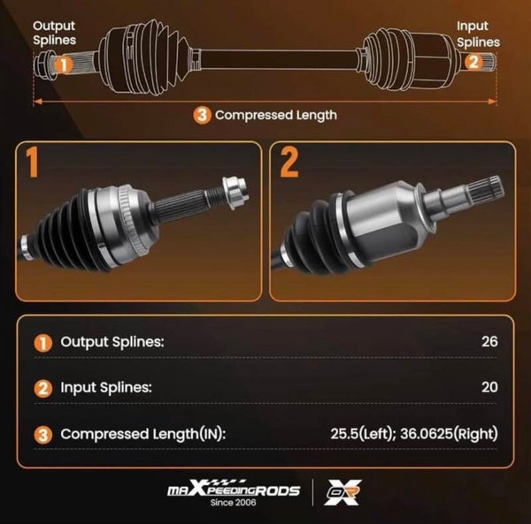 Maxpeedingrods CV Axle Shaft Front Set
