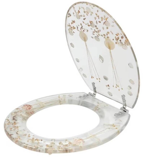 Clear Seashell Resin Toilet Seat