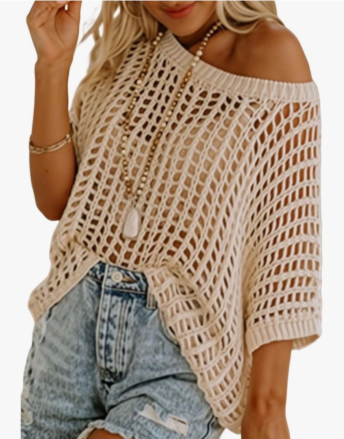 Apricot Crochet Hollow Out Sweater