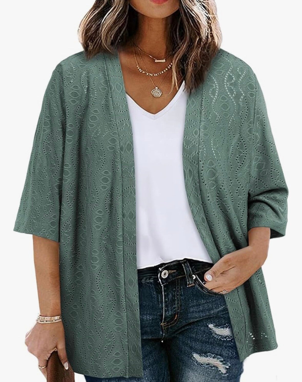 Plus Size Jacquard Cardigan (3X)
