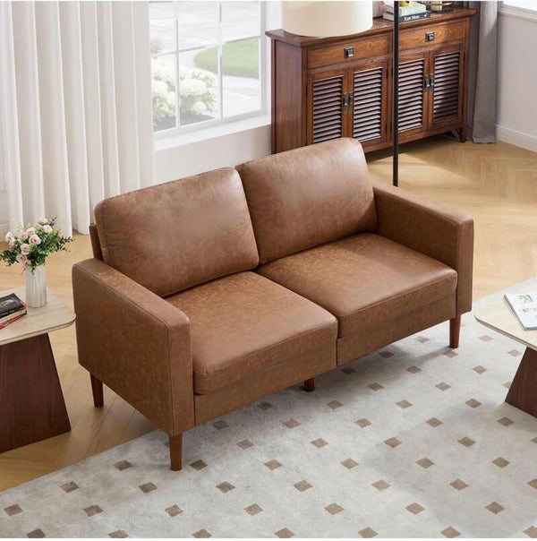 65” Faux Leather Loveseat Sofa