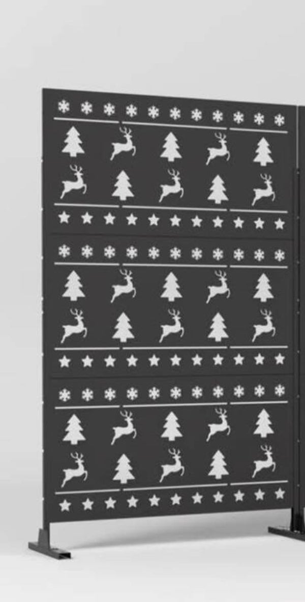 72” Single Metal Christmas Print Privacy Panel