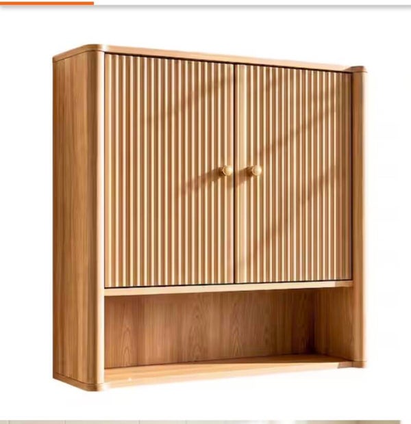 23.3 in. W x 24.01 in. H Oak Wood Wall Mount Medicine Cabinet without Mirror with Adjustable Shelf and Doors