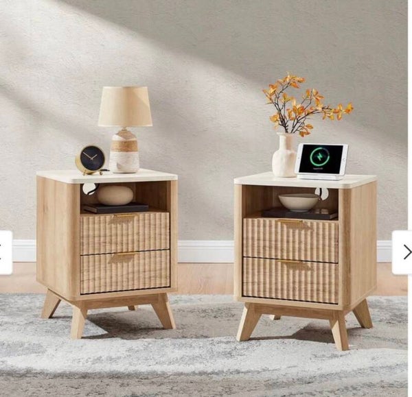 Modern Fluted Nightstand Set