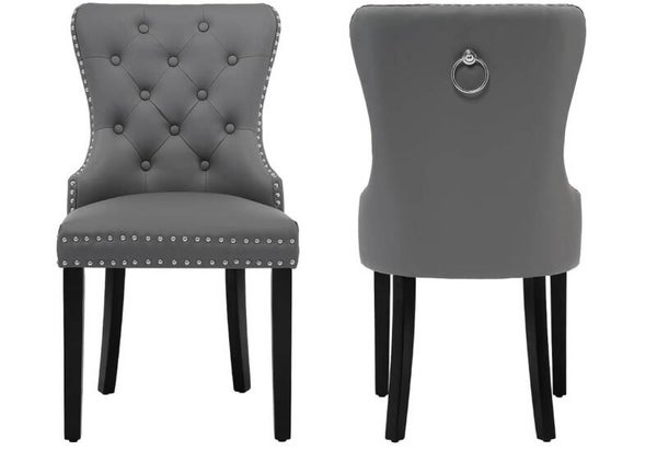 Gray Leather Dining Chairs