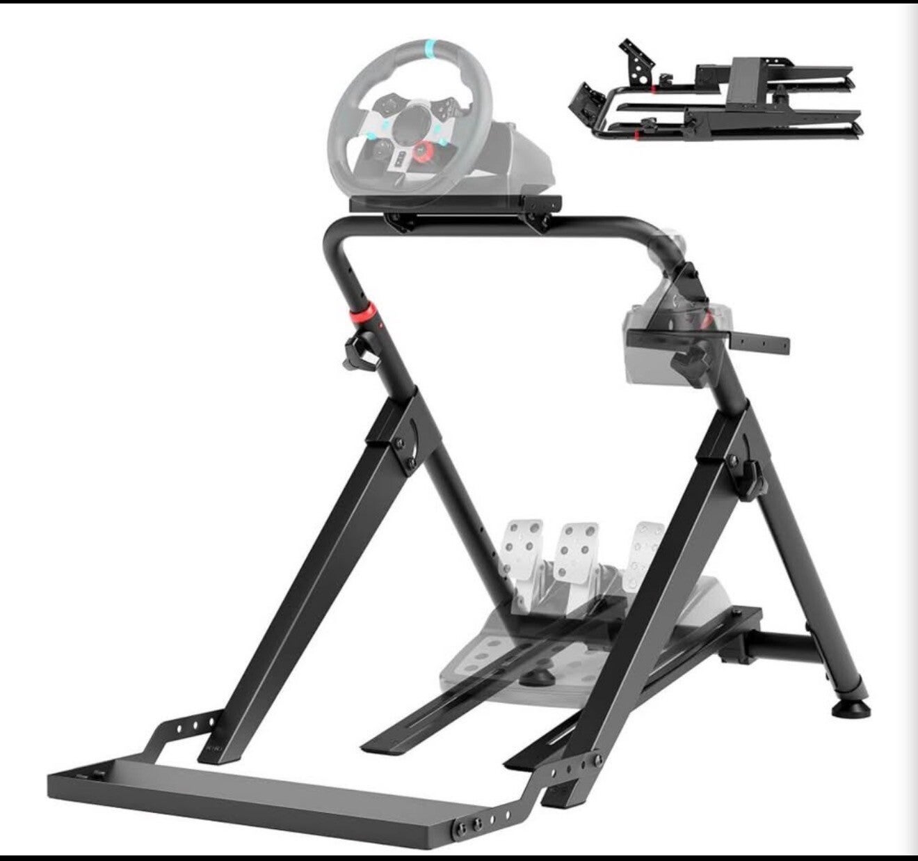 ARES WING Sim Racing Wheel Stand Foldable with Chair Fixing Slot Shifter Pedal Mount Formula and GT Racing Simulator Cockpit Compatible with Fanatec, Thrustmaster, Logitech, Moza, Simagic