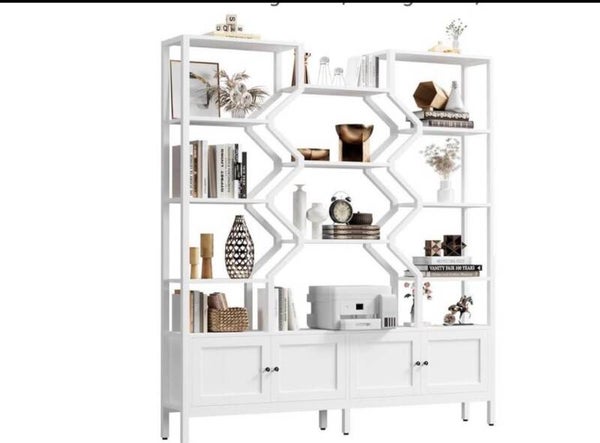5-Tier Bookshelf with Storage Cabinets