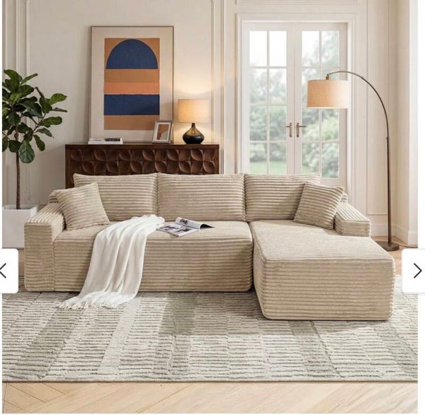 Modern 94.5" Modular Compressed Sectional Sofa with L-Shape Upholstery Deep Seat & Reversible Chaise