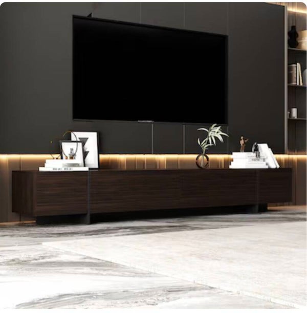 Modern/Contemporary Brown 95.7-in W TV cabinet ( Accommodates TVs more than 70-in )