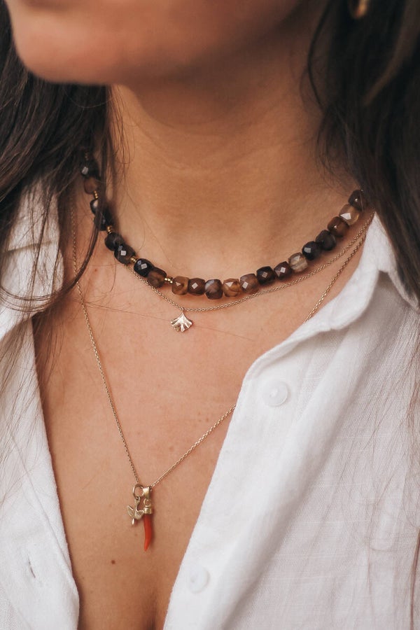 Ketting | Coffee agaat | Facet