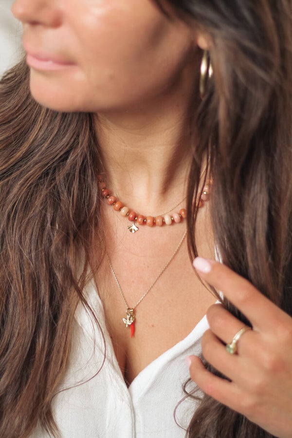 Ketting | Roze agaat | Disks