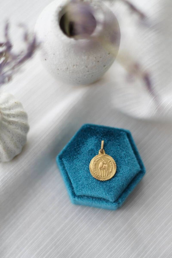 Vintage bedel Steenbok | 18K | Geel goud