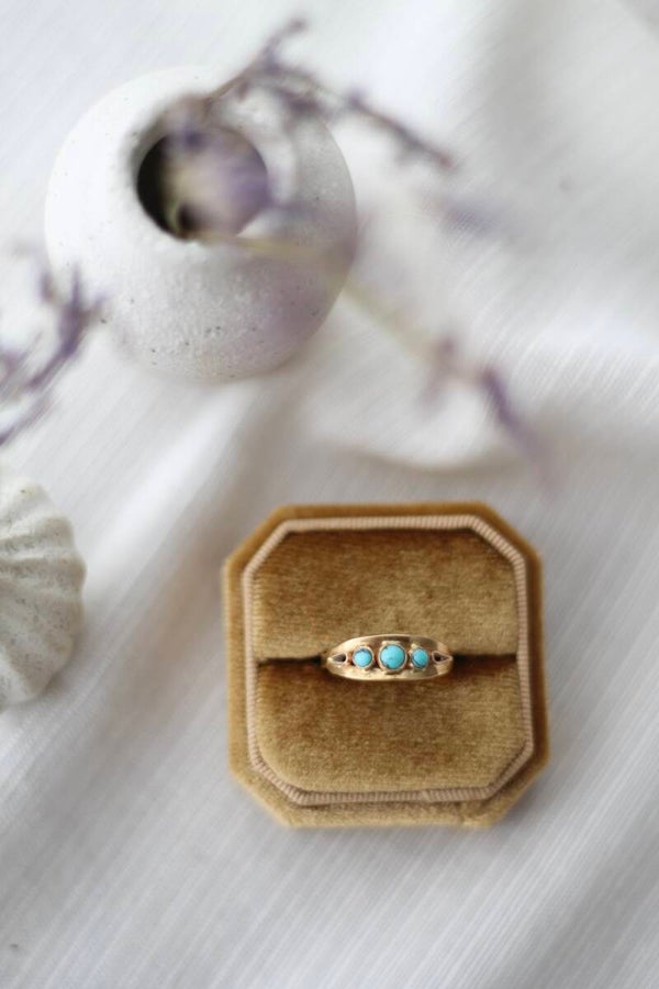 Vintage ring Turkoois | 9K | Geel goud
