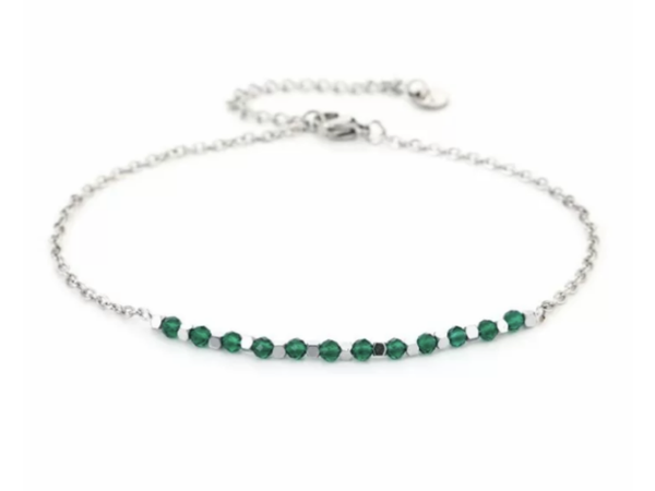 Enkelbandje green stone