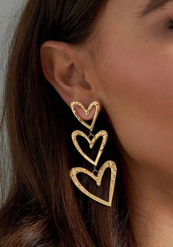 Tripple heart oorbel