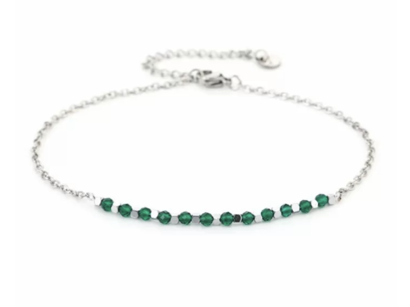 Enkelbandje green stone