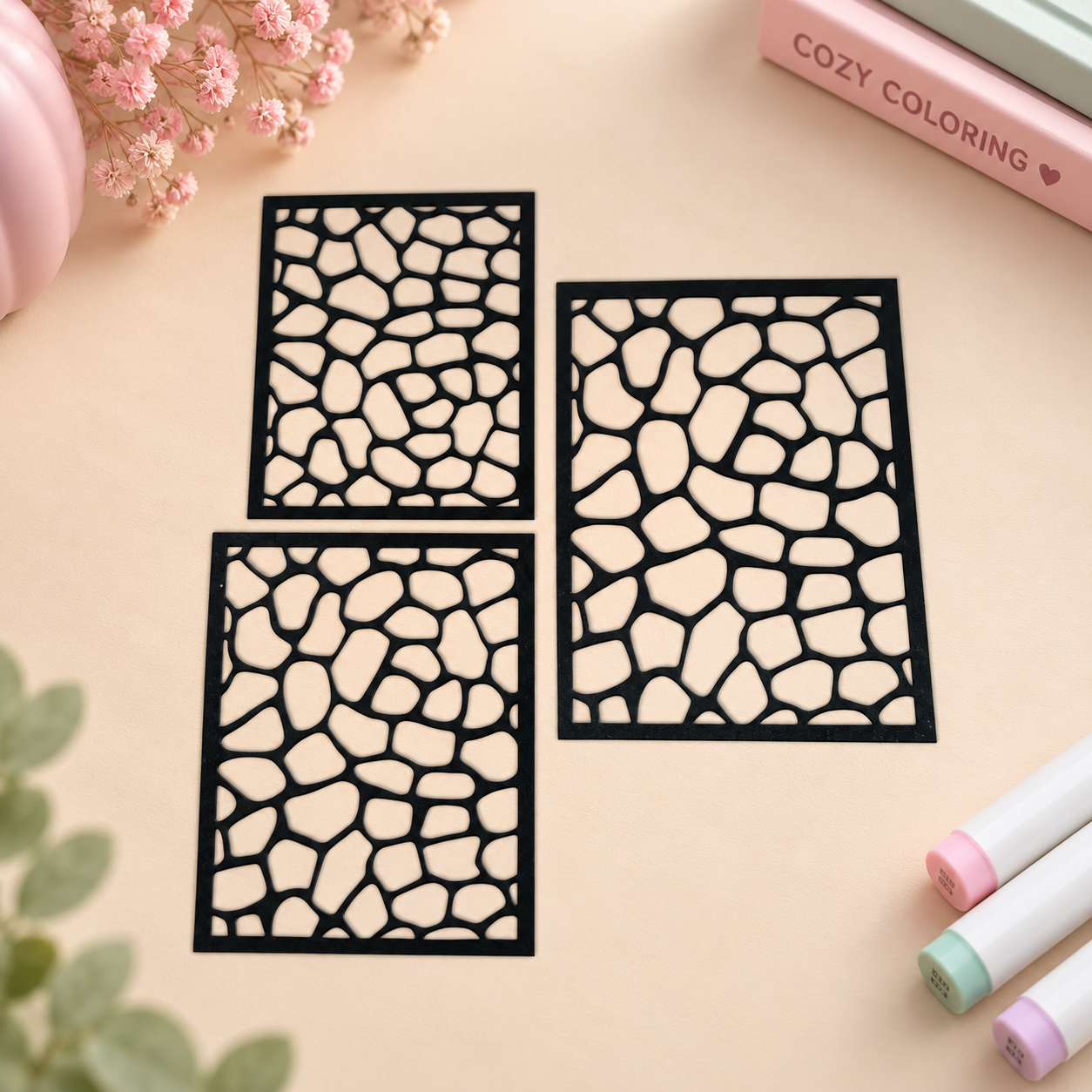 Patroon 4 – Grove stenen sjablonen – set van 3