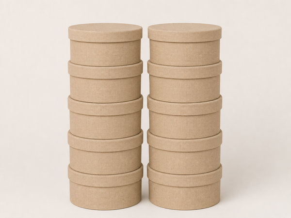 Beige Geweven geschenkdoos 22 cm – Ronde Luxe Decoratieve Doos met Deksel
