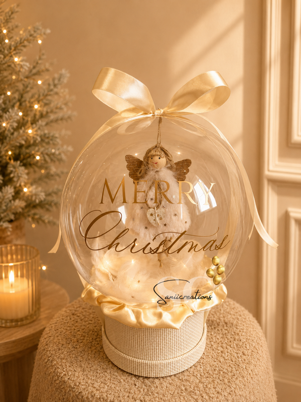 Luxe Merry Christmas Ballon met Kerstengel – Gepersonaliseerd Kerstcadeau