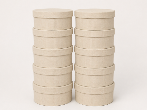 Witte Geweven Geschenkdoos 22 cm – Ronde Elegante Decoratieve Doos met Deksel