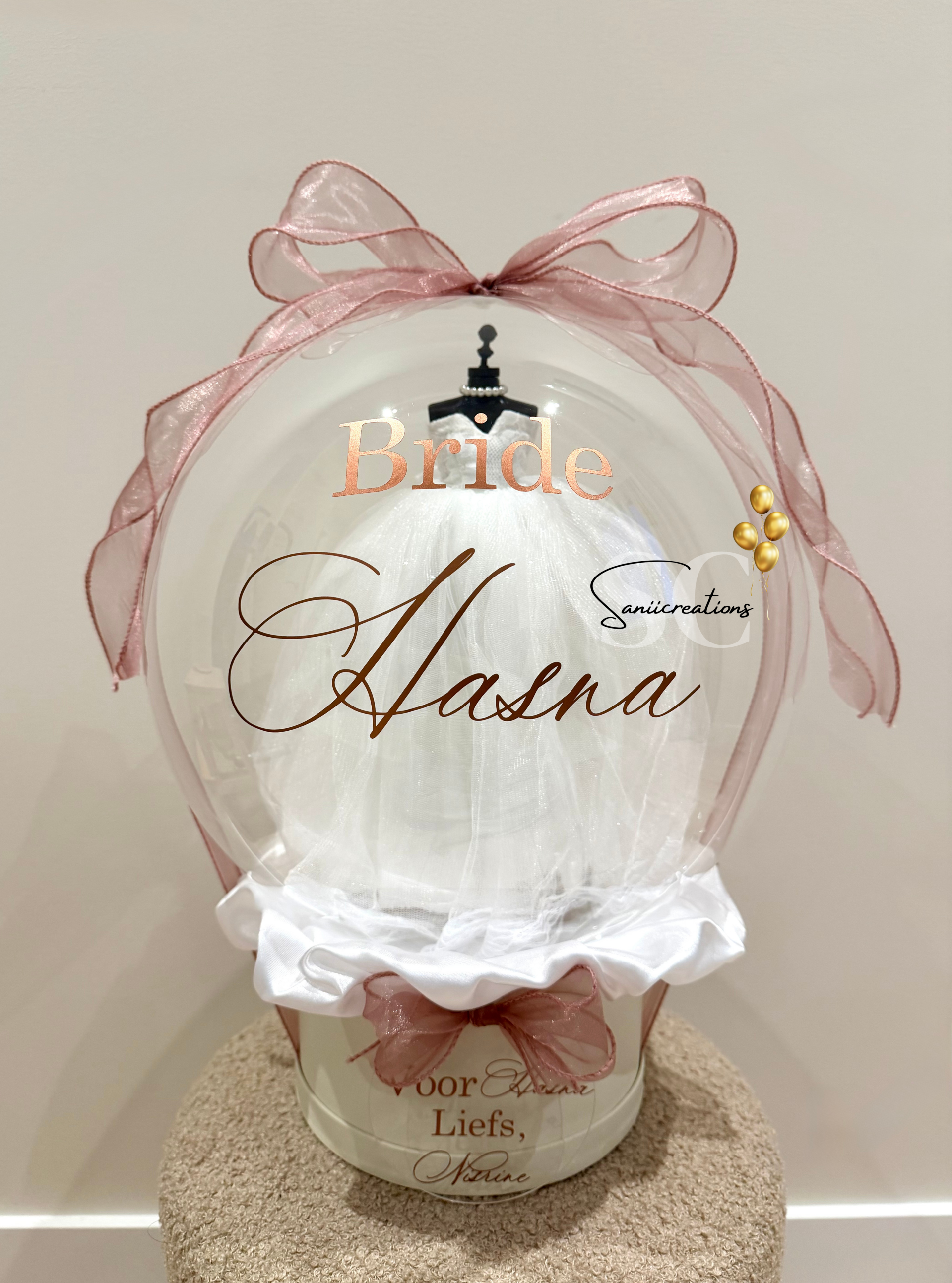 Gepersonaliseerde Geldballon Huwelijk Voor Een Bruid Met Naam – Luxe Trouwcadeau