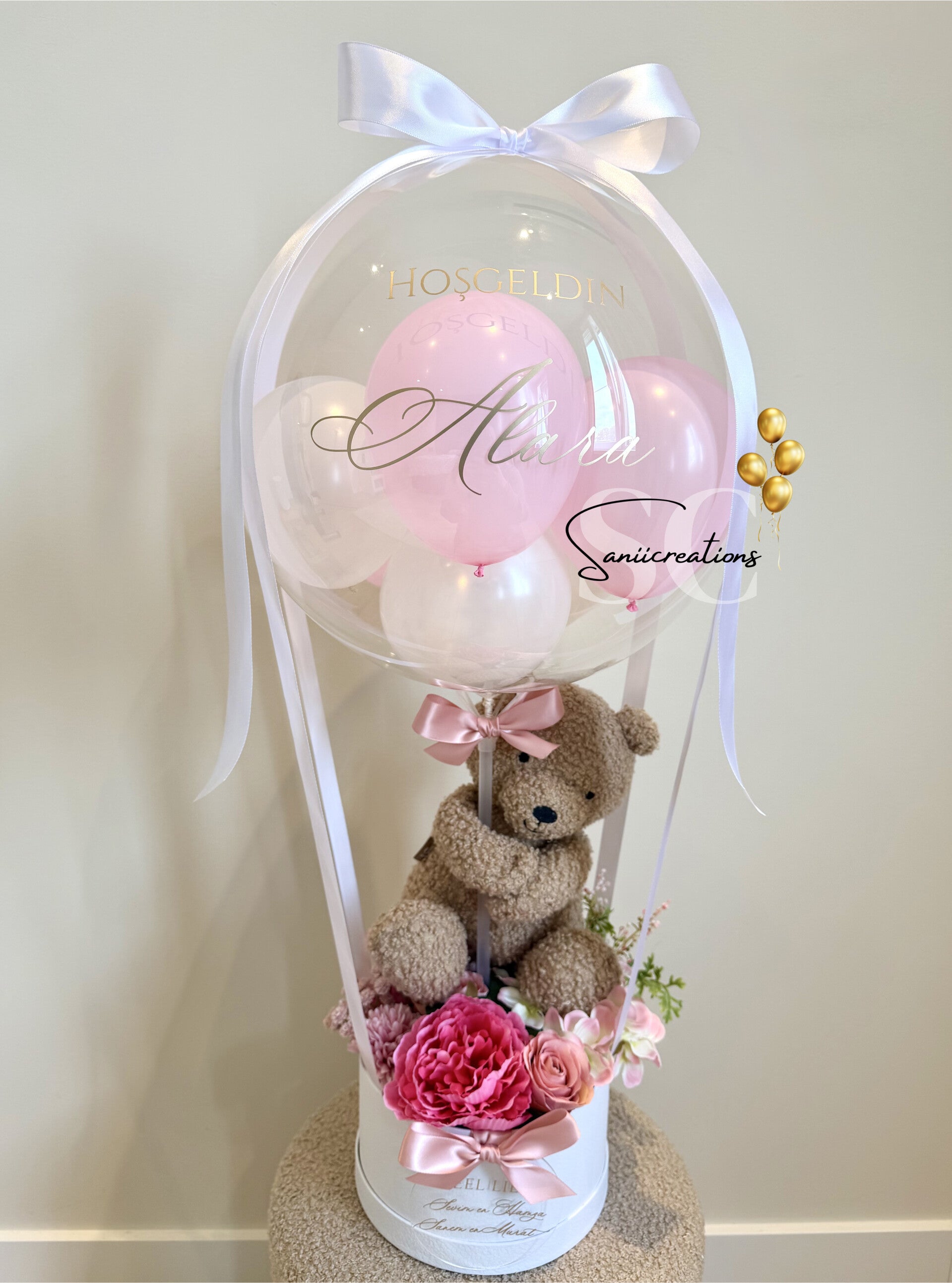 Gepersonaliseerde luxe Hot Air Balloon met Jollein knuffel