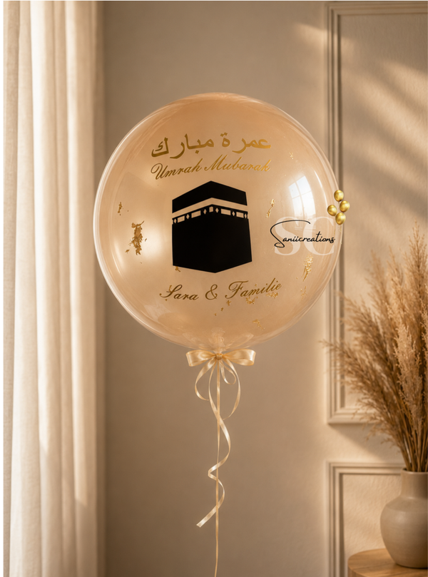 Gepersonaliseerde Umrah Mubarak Ballon – Luxe Heliumballon met Ka’aba & Naam