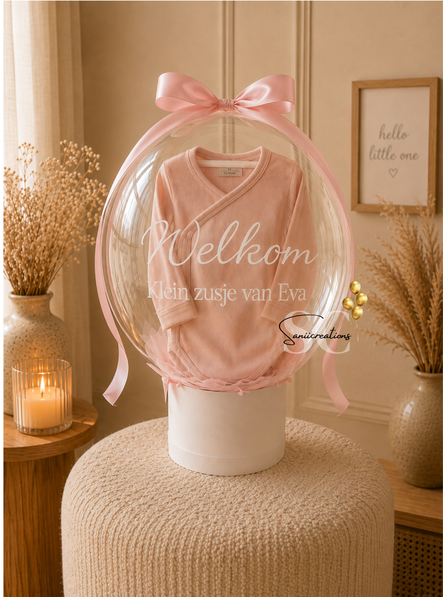 Gepersonaliseerde Geboorteballon met Romper – Luxe Kraamcadeau met Naam
